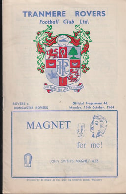 Tranmere Rovers v Doncaster Rovers Match Programme 1964-10-19